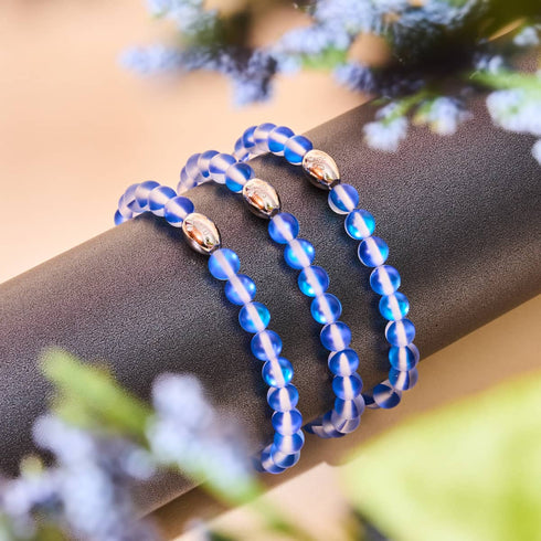 Saphir | Argent sterling .925 | Bracelet de perles de verre sirène